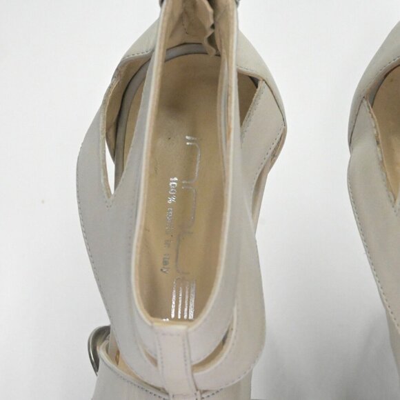 Vtg INNUE Heels Womens Size 38 Gray Leather Strappy Buckle Stiletto Back Zip 00s - Picture 6 of 14